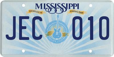 MS license plate JEC010
