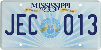 MS license plate JEC013