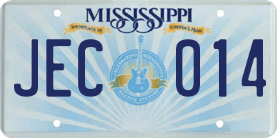 MS license plate JEC014