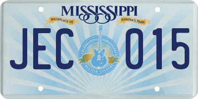 MS license plate JEC015