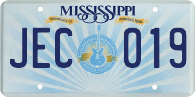 MS license plate JEC019