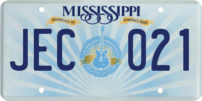 MS license plate JEC021
