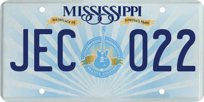 MS license plate JEC022