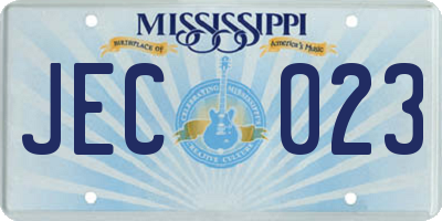 MS license plate JEC023