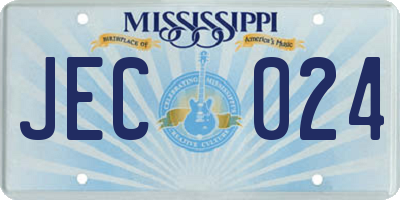 MS license plate JEC024