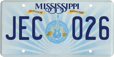MS license plate JEC026