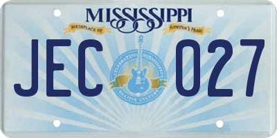 MS license plate JEC027