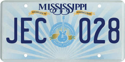 MS license plate JEC028