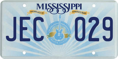 MS license plate JEC029