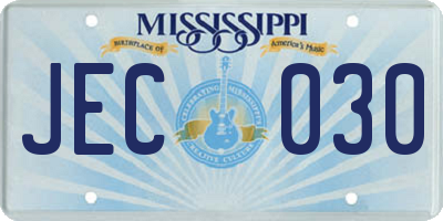 MS license plate JEC030