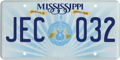 MS license plate JEC032