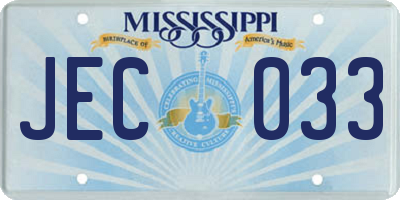 MS license plate JEC033
