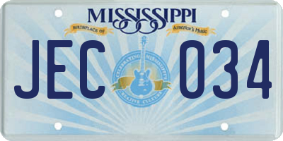 MS license plate JEC034