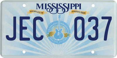 MS license plate JEC037