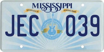 MS license plate JEC039