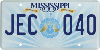 MS license plate JEC040