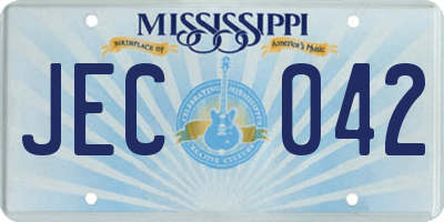 MS license plate JEC042
