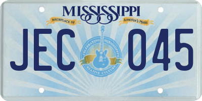 MS license plate JEC045