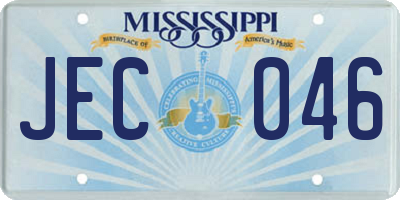 MS license plate JEC046