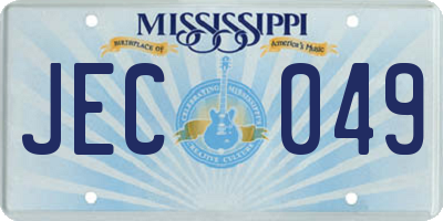 MS license plate JEC049