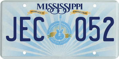 MS license plate JEC052