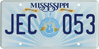 MS license plate JEC053