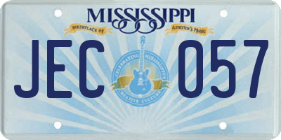MS license plate JEC057