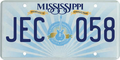 MS license plate JEC058