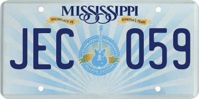 MS license plate JEC059
