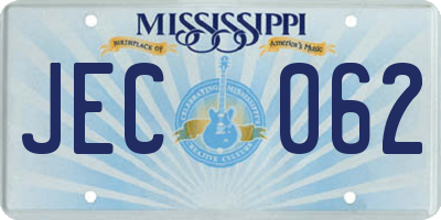 MS license plate JEC062