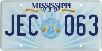 MS license plate JEC063