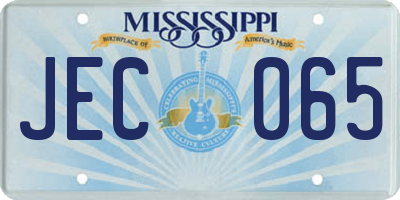 MS license plate JEC065