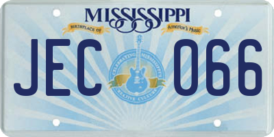MS license plate JEC066