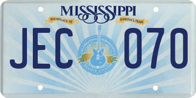MS license plate JEC070