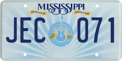 MS license plate JEC071