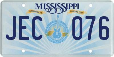 MS license plate JEC076