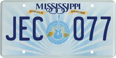 MS license plate JEC077