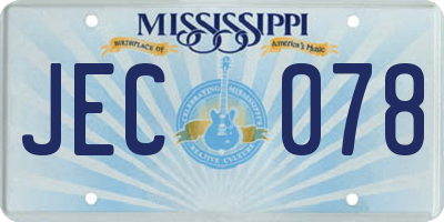 MS license plate JEC078