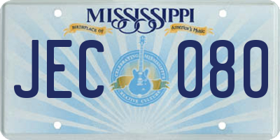 MS license plate JEC080