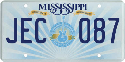 MS license plate JEC087
