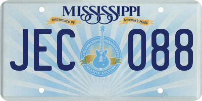 MS license plate JEC088