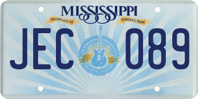 MS license plate JEC089
