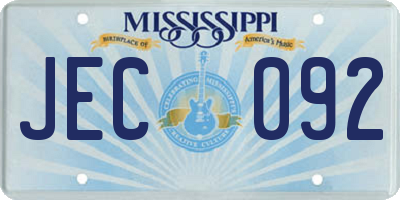 MS license plate JEC092