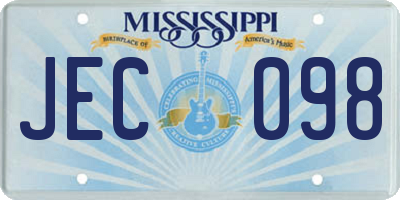 MS license plate JEC098