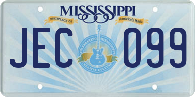 MS license plate JEC099