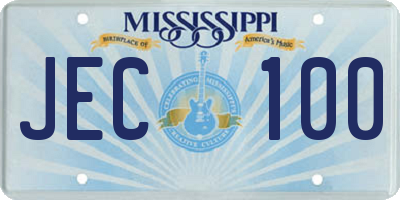 MS license plate JEC100