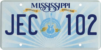 MS license plate JEC102