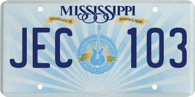 MS license plate JEC103