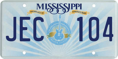 MS license plate JEC104