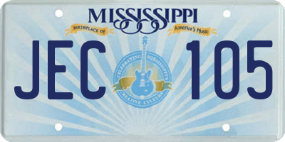 MS license plate JEC105